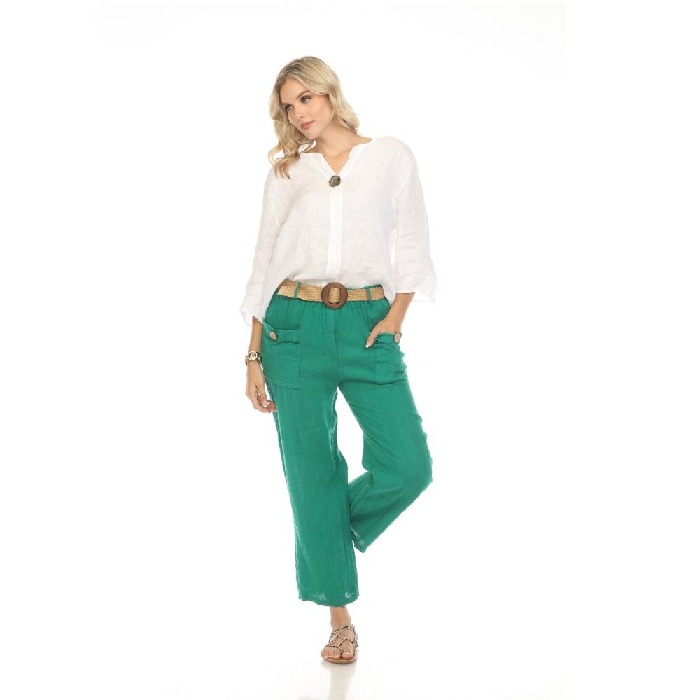 Green Pant with Bamboo belt and Pockets